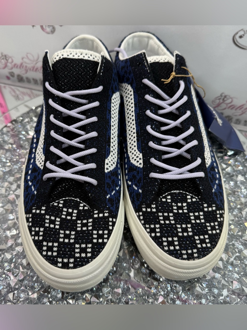 Vans sneakers knit crochet Black, Navy & White Knit Skate Sneakers